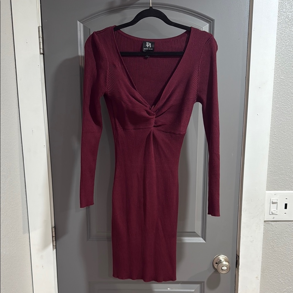 Elegant Burgundy Knit Dress